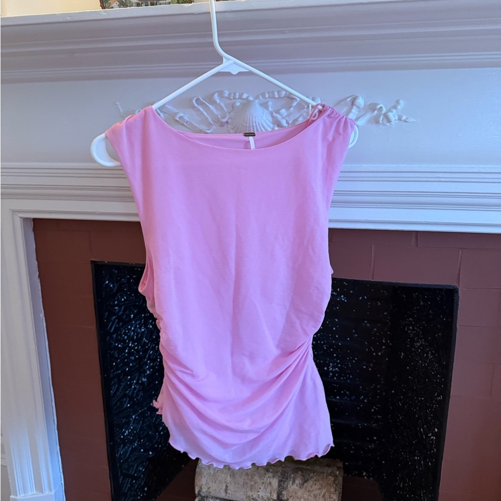 Free People pink ruched top